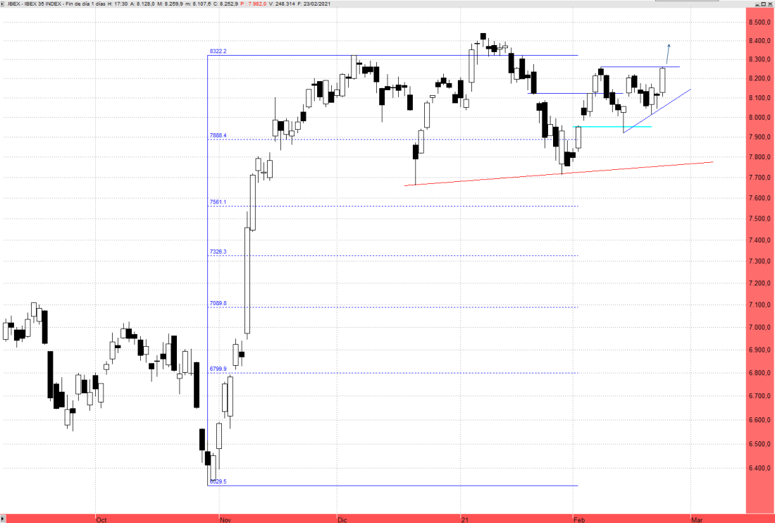 Ibex 35 diario, presiona los 8.260 puntos